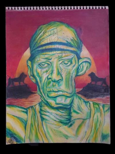 Yellowman Drawing Polychromos by Sven Bakker