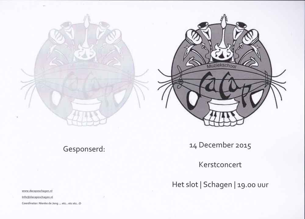 Sven Bakker logo and flyer design voor school of music Da Capo, Schagen. Photoshop (21x29,7cm) (2015) (svenimal.art)
