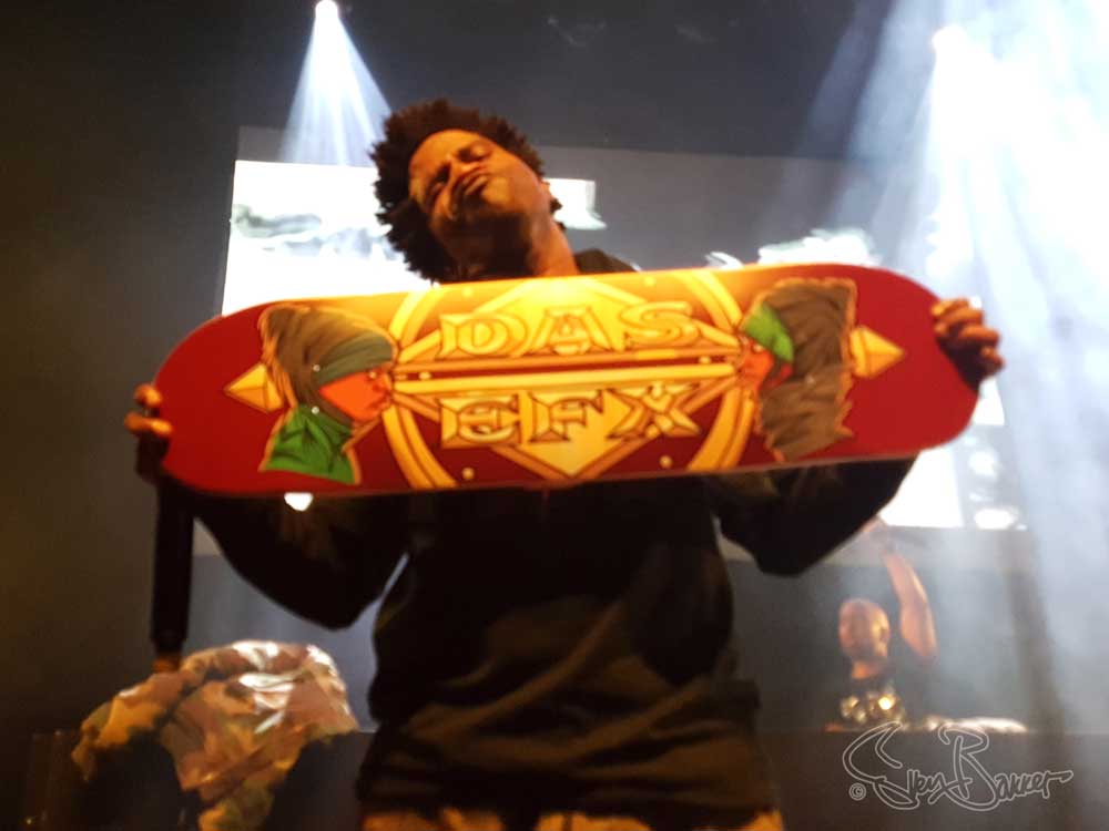 Dray (Krazy Drayz) holding Das Efx logo design skateboard art. Procreate and Photoshop. Print on skateboard (56x76cm) @ Gebroeders de Nobel, Leiden (2019) (svenimal.art)